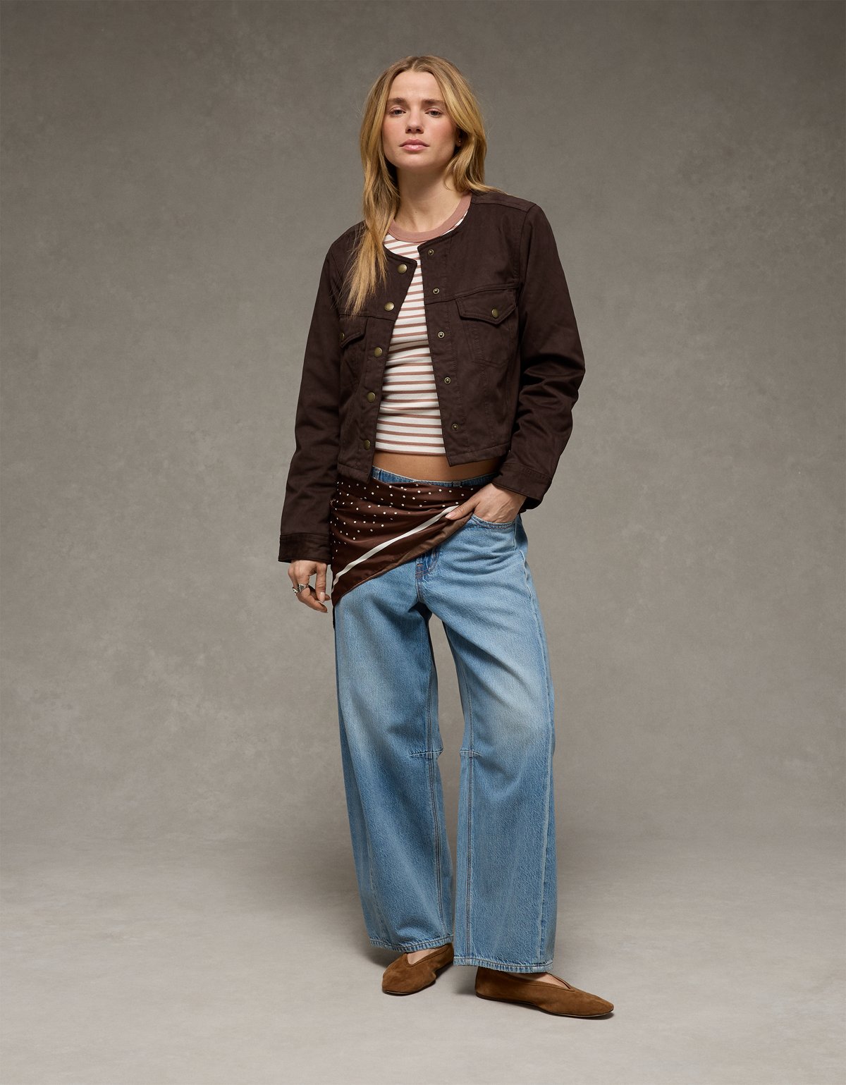 AE Cropped Faux Suede Jacket - image 5