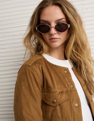 AE Cropped Faux Suede Jacket