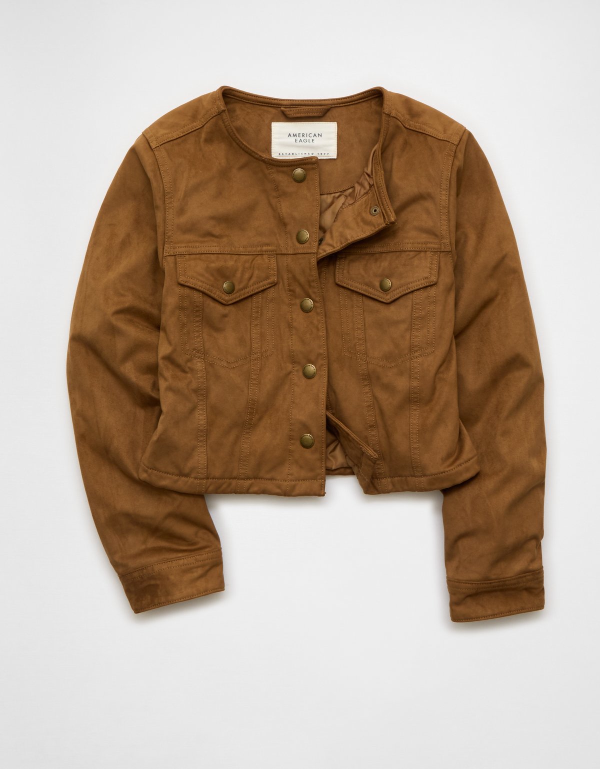 AE Cropped Faux Suede Jacket - image 3
