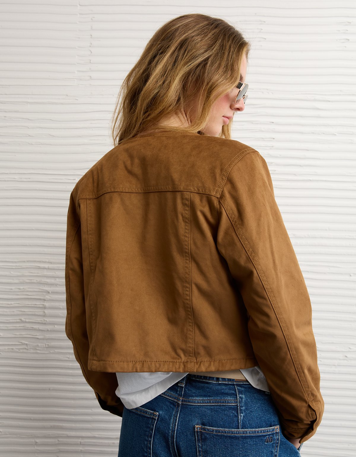 AE Cropped Faux Suede Jacket - image 2