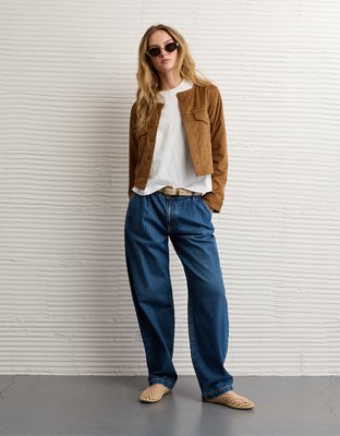 AE Cropped Faux Suede Jacket