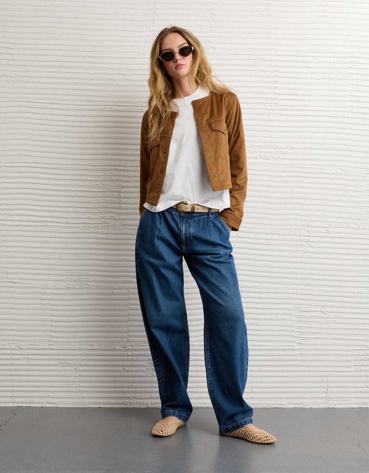 AE Cropped Faux Suede Jacket - image 5