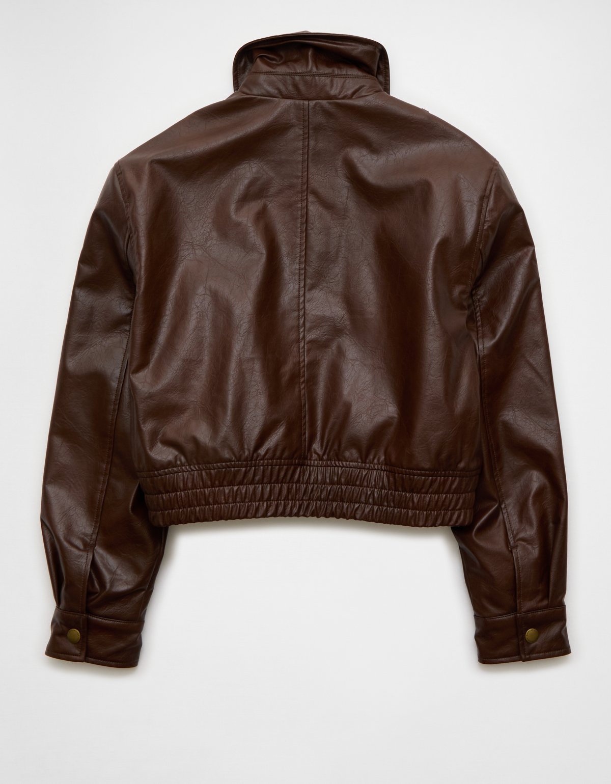 AE Cropped Faux Leather Bomber Jacket - image 5