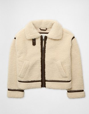 AE Cropped Chamarra de Aviador de Corderoy