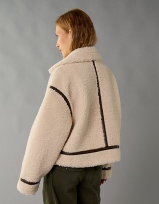 AE Cropped Chamarra de Aviador de Corderoy