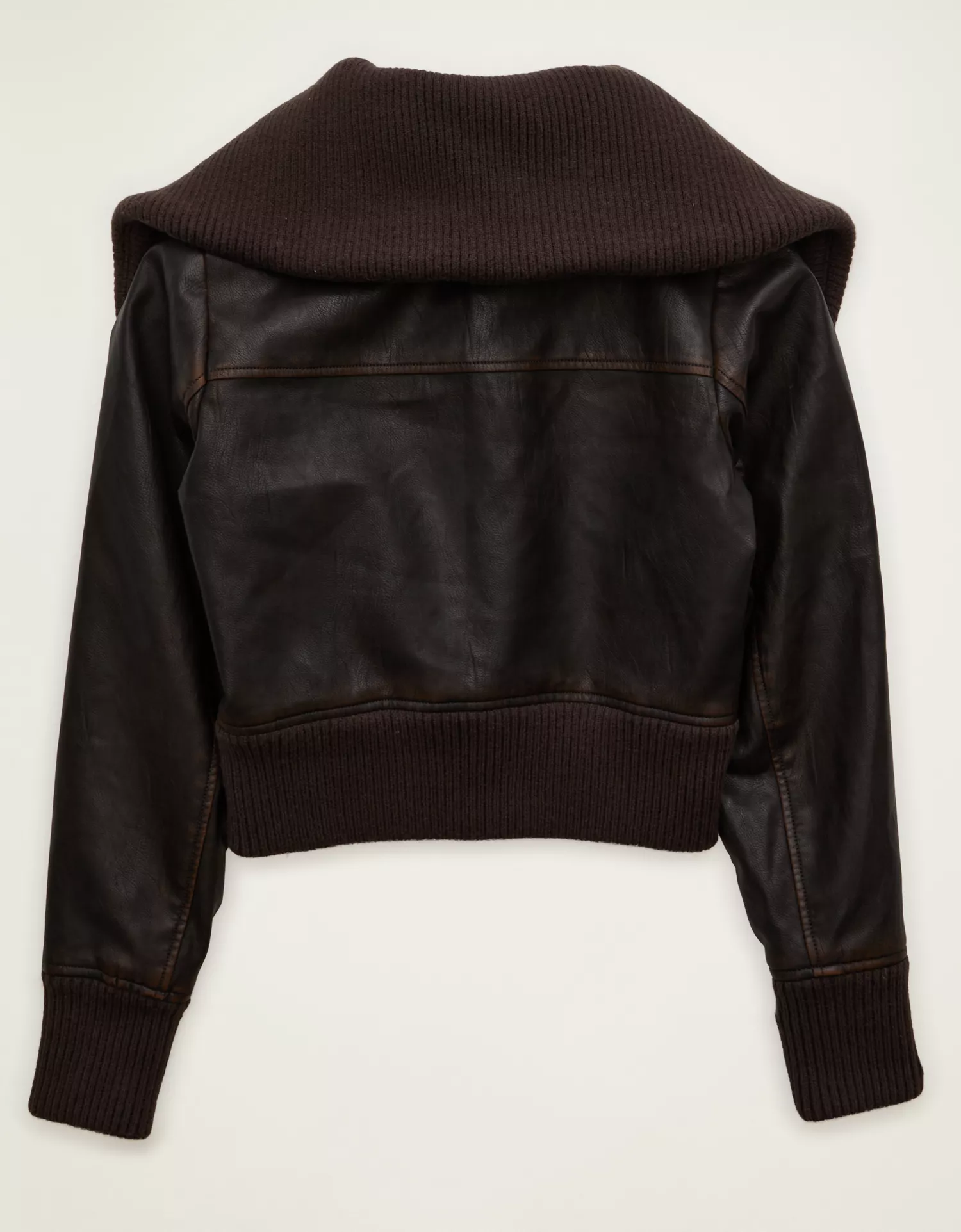 AE Shrunken Vegan Leather Bomber Jacket - thumbnail 5