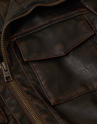 AE Shrunken Vegan Leather Bomber Jacket