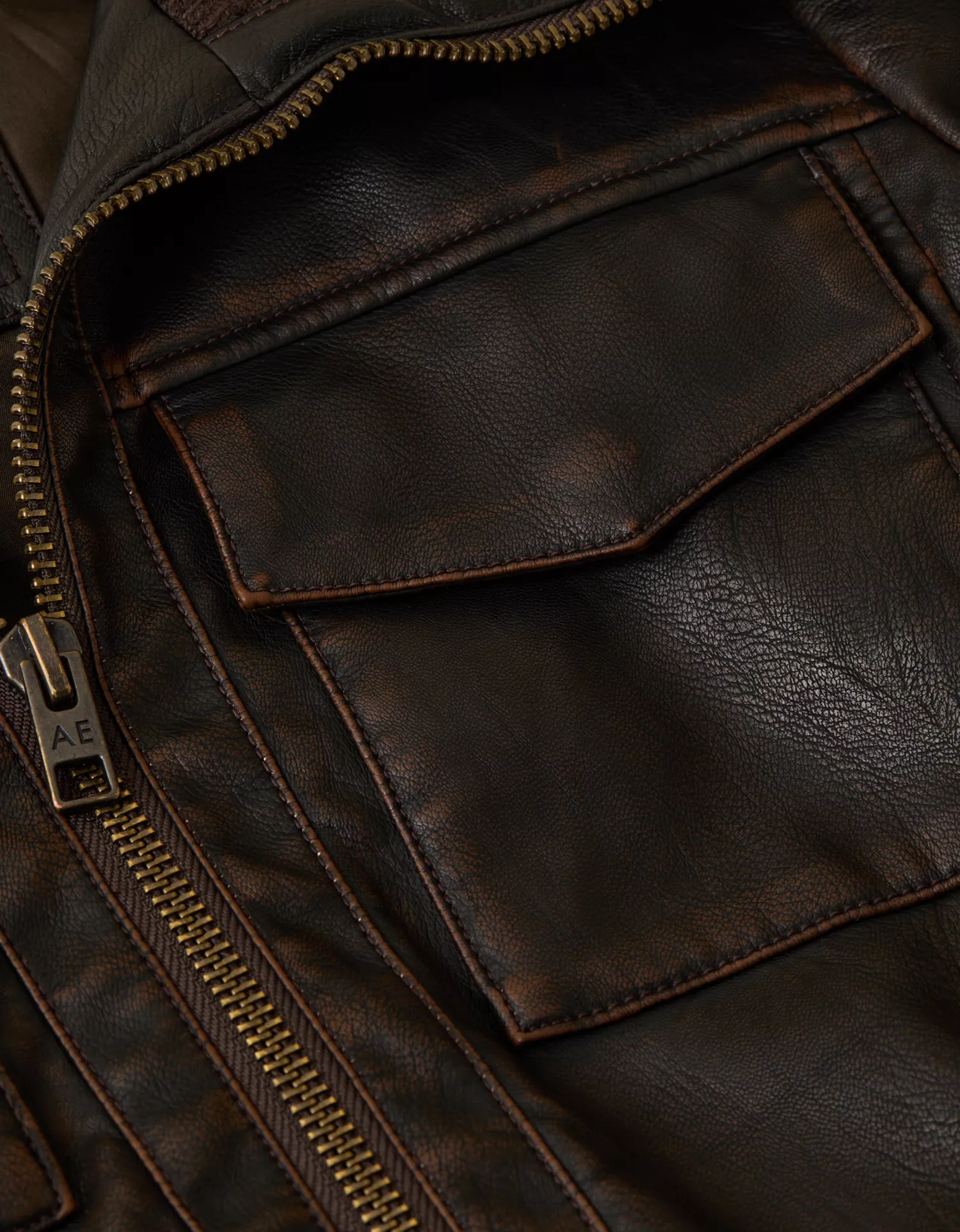 AE Shrunken Vegan Leather Bomber Jacket - thumbnail 8