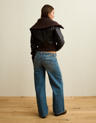 AE Shrunken Vegan Leather Bomber Jacket