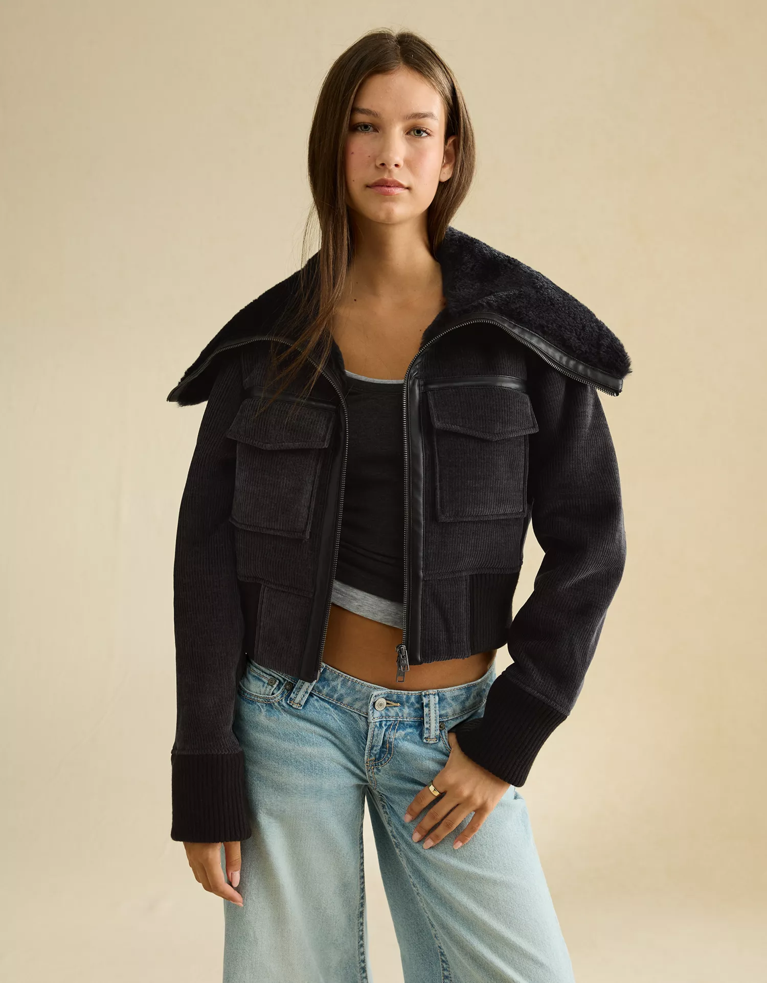 AE Shrunken Corduroy Bomber Jacket