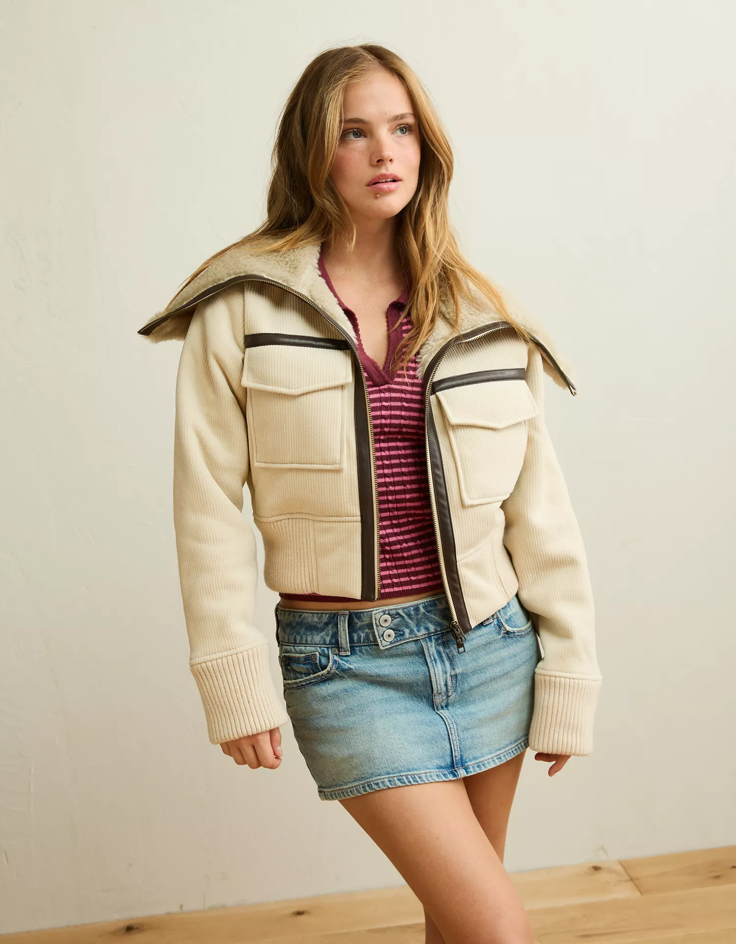 AE Shrunken Corduroy Bomber Jacket - thumbnail 9