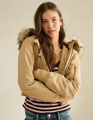 Женская куртка American Eagle AE Cropped Aviator, цвет: Верблюжий — фото 6