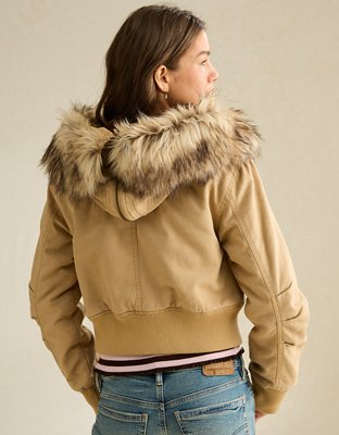 Женская куртка American Eagle AE Cropped Aviator, цвет: Верблюжий — фото 2
