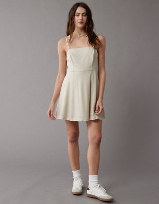 AE Linen Blend Square Neck Mini Dress