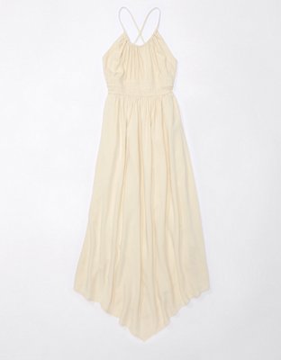 AE Linen-Blend Halter Midi Dress
