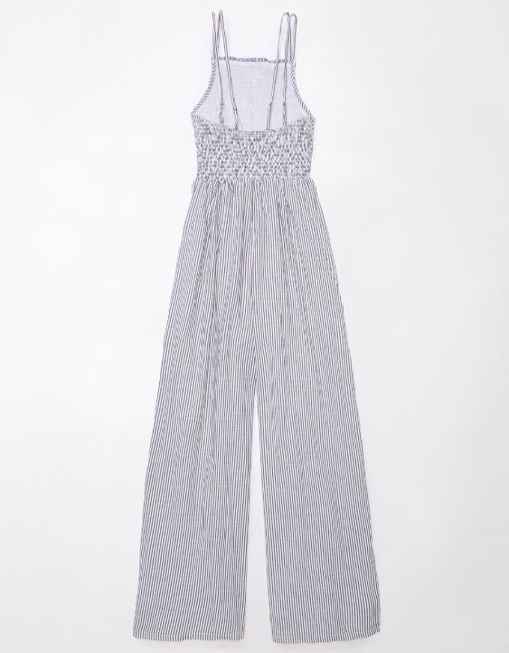 AE Striped High Neck Smocked Jumpsuit
