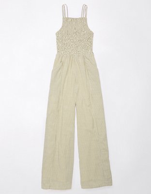 AE Striped High Neck Smocked Jumpsuit