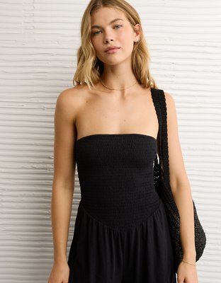 AE Strapless Smocked V-Waist Romper