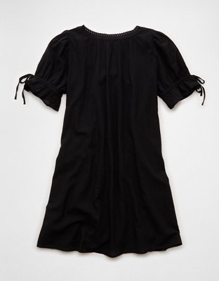 AE Scoop Neck Puff Sleeve Babydoll Mini Dress