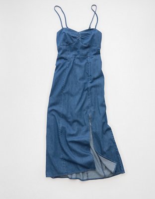 AE Catie Corset Column Midi Dress Womens Dark Wash XXS 30$