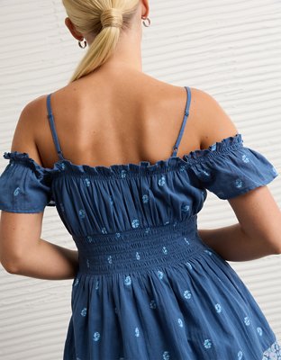 AE Off-The-Shoulder Smocked Mini Dress