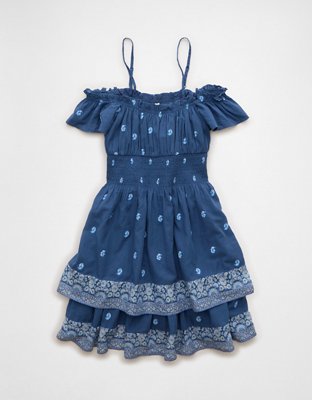 AE Off-The-Shoulder Smocked Mini Dress