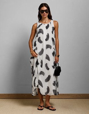 Женское платье American Eagle AE77 Printed High Neck Chiffon, цвет: Разноцветный — фото 1