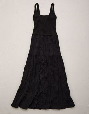 AE77 Sweater Combo Crinkle Midi Dress
