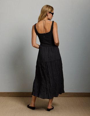 AE77 Sweater Combo Crinkle Midi Dress 