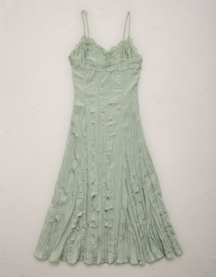 AE77 Crinkle Lace Slip Cami Dress