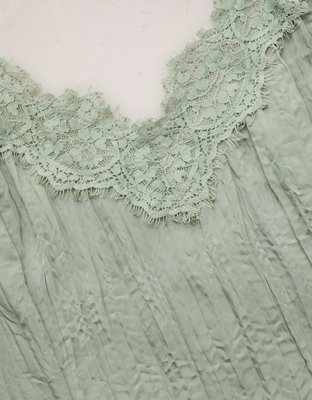 AE77 Crinkle Lace Slip Cami Dress
