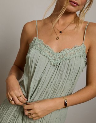 AE77 Crinkle Lace Slip Cami Dress