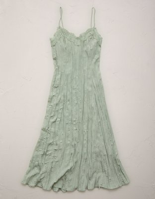 AE77 Crinkle Lace Slip Cami Dress