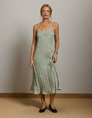 AE77 Crinkle Lace Slip Cami Dress