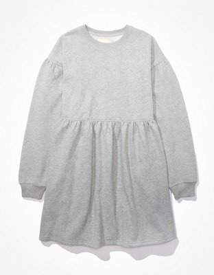 ae long-sleeve fleece babydoll dress AE Long-Sleeve Fleece Babydoll Mini Dress