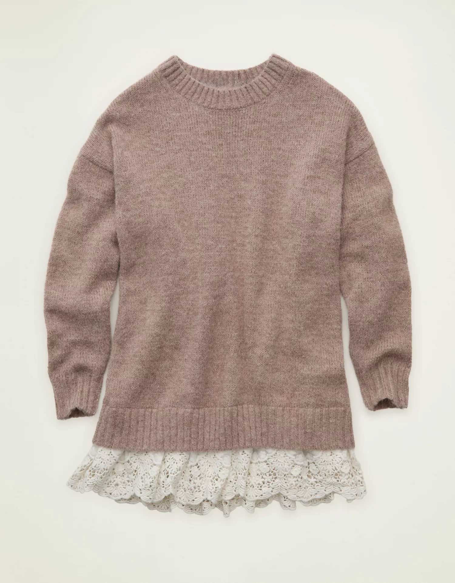 AE Oversized Sweater Lace-Trim Mini Dress - thumbnail 3