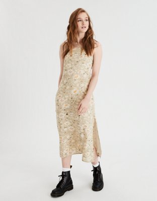 printed midi slip dress