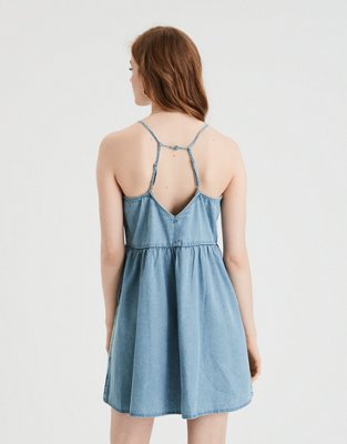 AE Denim Strappy Babydoll Dress | American Eagle