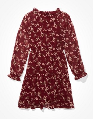 american eagle red floral dress