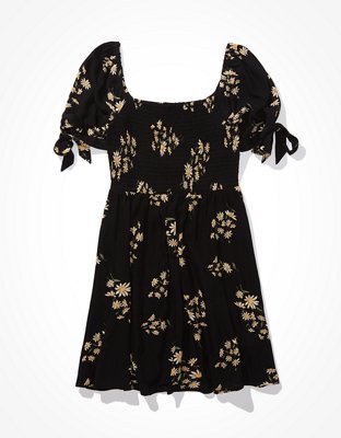 AE Tie-Sleeve Smocked Mini Dress