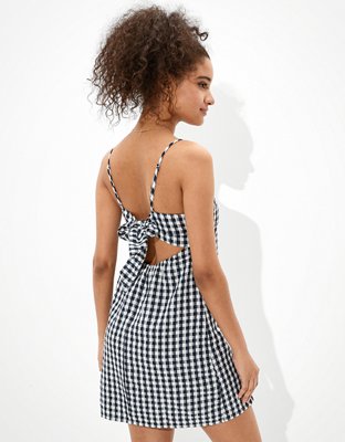 AE Gingham Tie-Back Mini Dress