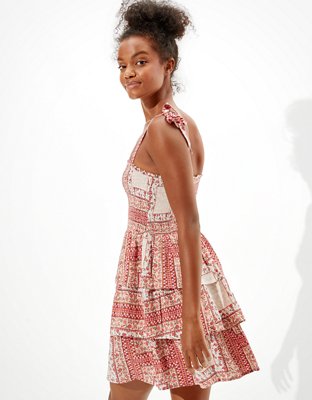 AE Printed Smocked Mini Dress