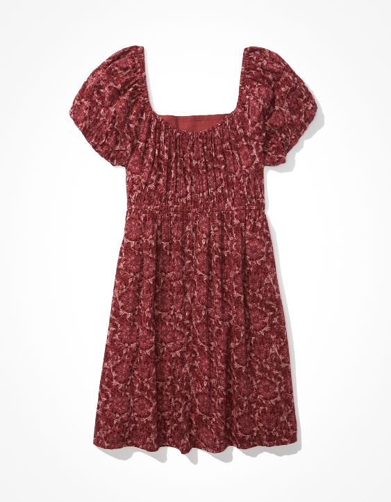 AE Puff-Sleeve Babydoll Mini Dress