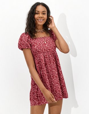 AE Puff-Sleeve Babydoll Mini Dress