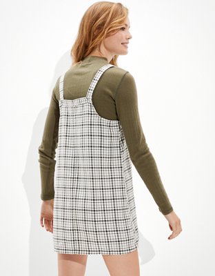 AE Plaid Overall Mini Dress