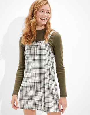 AE Plaid Overall Mini Dress