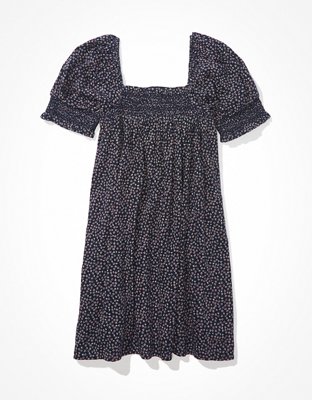 AE Floral Smocked Puff-Sleeve Babydoll Dress