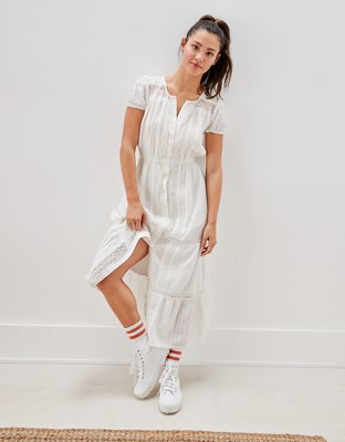 Женские платья American Eagle AE Lace Short-Sleeve Midi Dress — фото 5