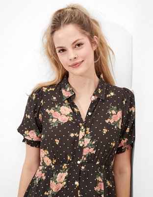 Женские платья American Eagle AE Puff Sleeve Shirt Dress — фото 4