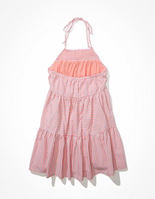 AE High-Neck Poplin Halter Mini Dress